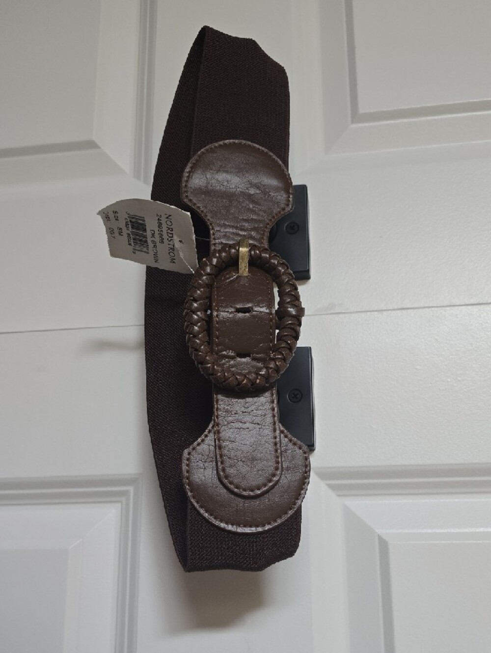 Dark Brown Braided Elastic Belt Size Small - Picture 3 of 4